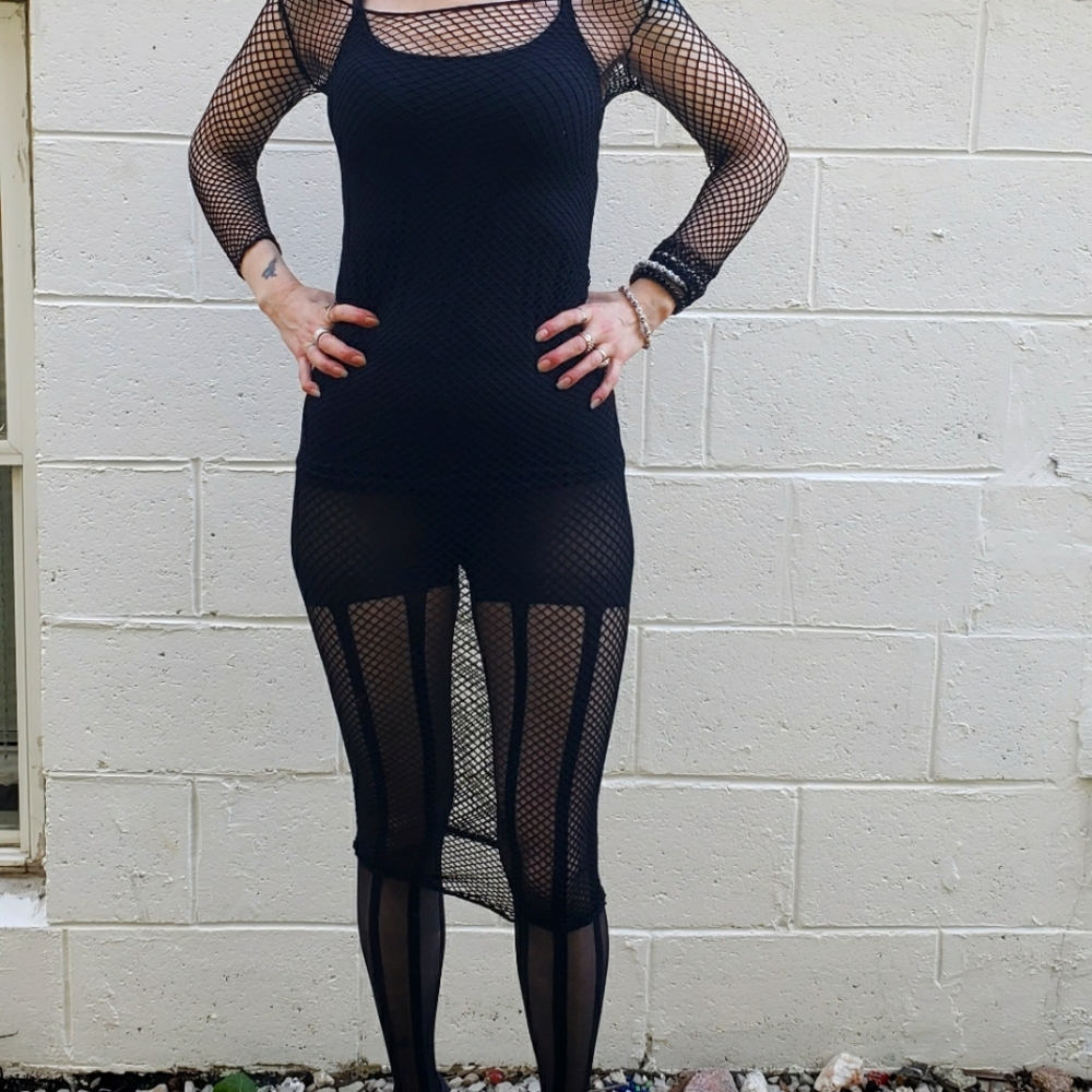 RARE Black Fishnet Dress